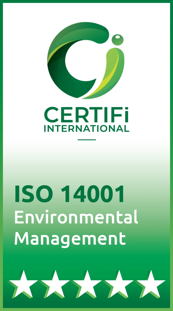 ISO 14001 Environmental Management certified by Certifi International
